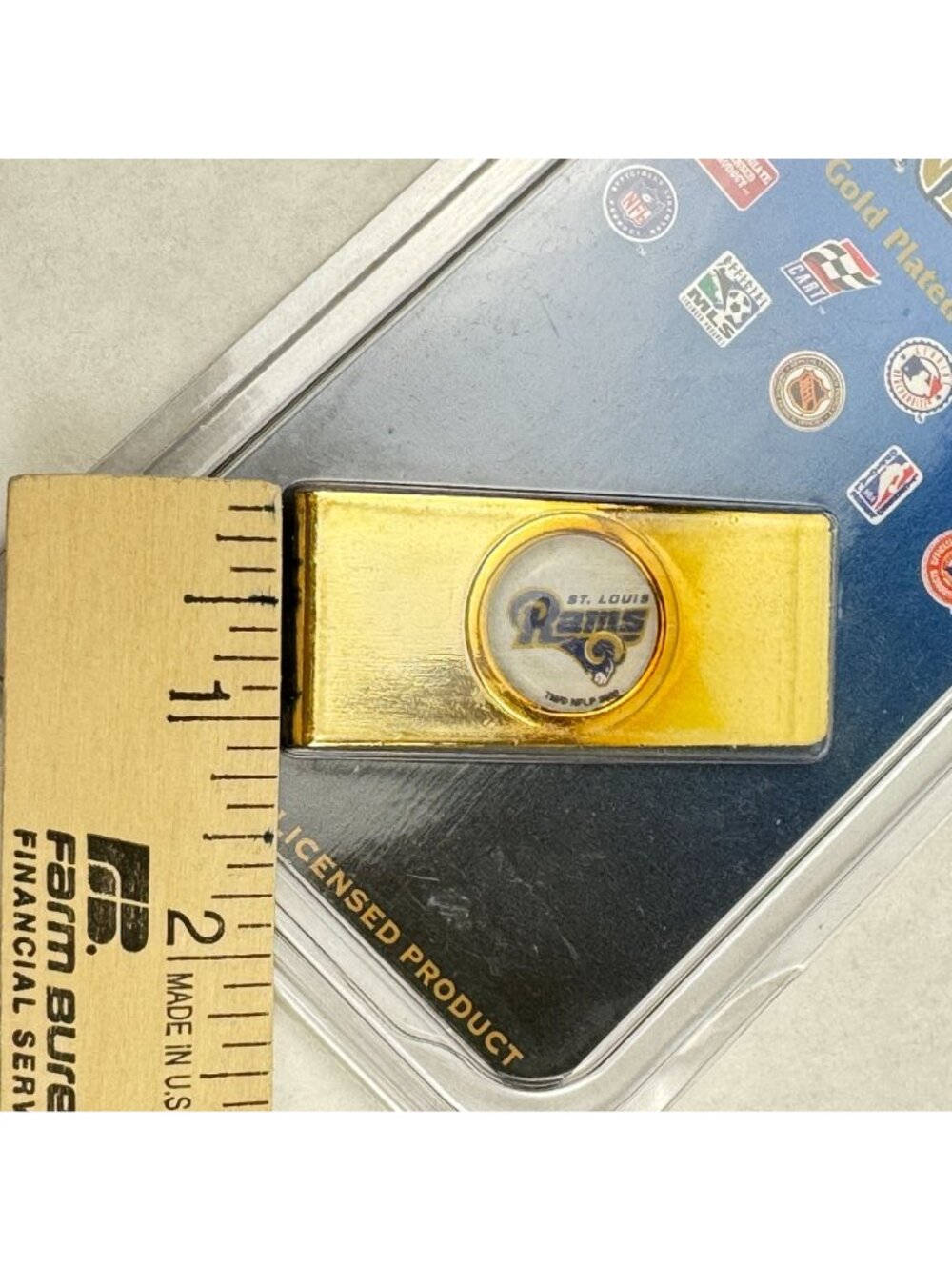 St. Louis Rams Money Clip 24Kt Gold Plated Solid Brass NFL By Tag Express NEW - Picture 5 of 5